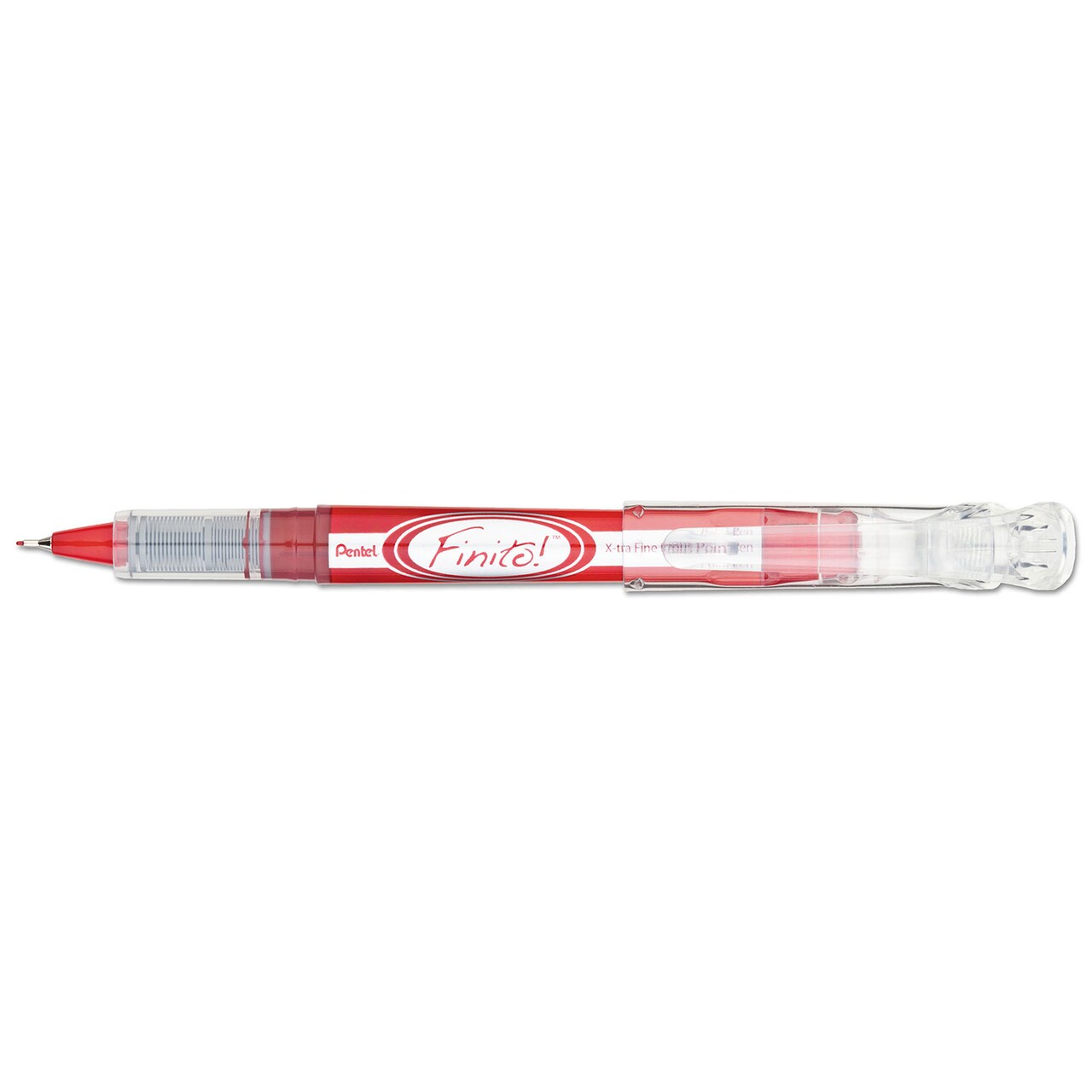 Pentel Finito Stick Porous Point Pen Extra-Fine 0.4mm Red Ink Red/Silver Barrel